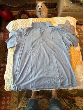 J. Peterman Light Blue Men's Polo Shirt - Short Sleeve Collared